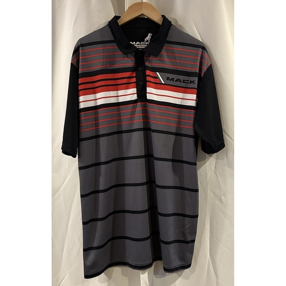 MACK TRUCKS Mens 2X Gray‎ White Red Collared Golf Polo Shirt - Picture 1 of 7